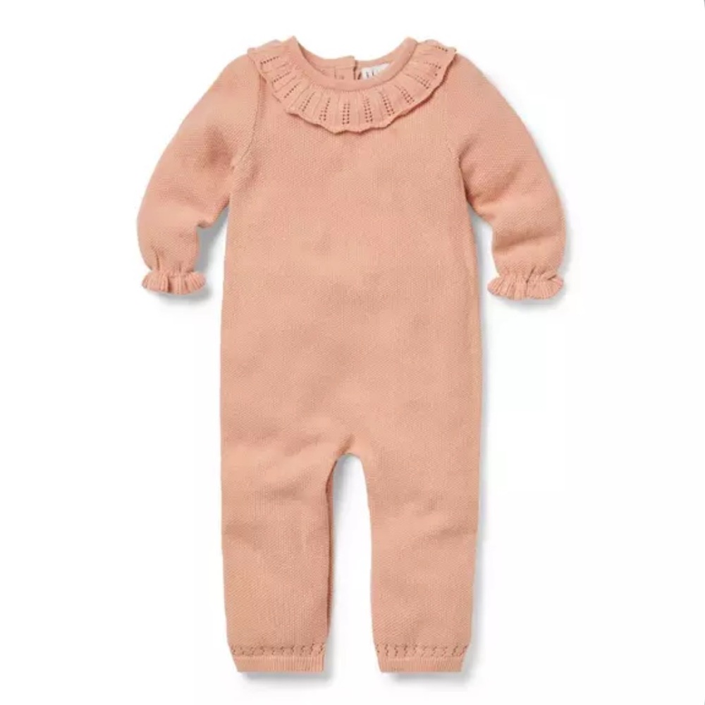 Janie & Jack Baby Ruffle Collar One-Piece Peach Pink Color Size 6-12 Months